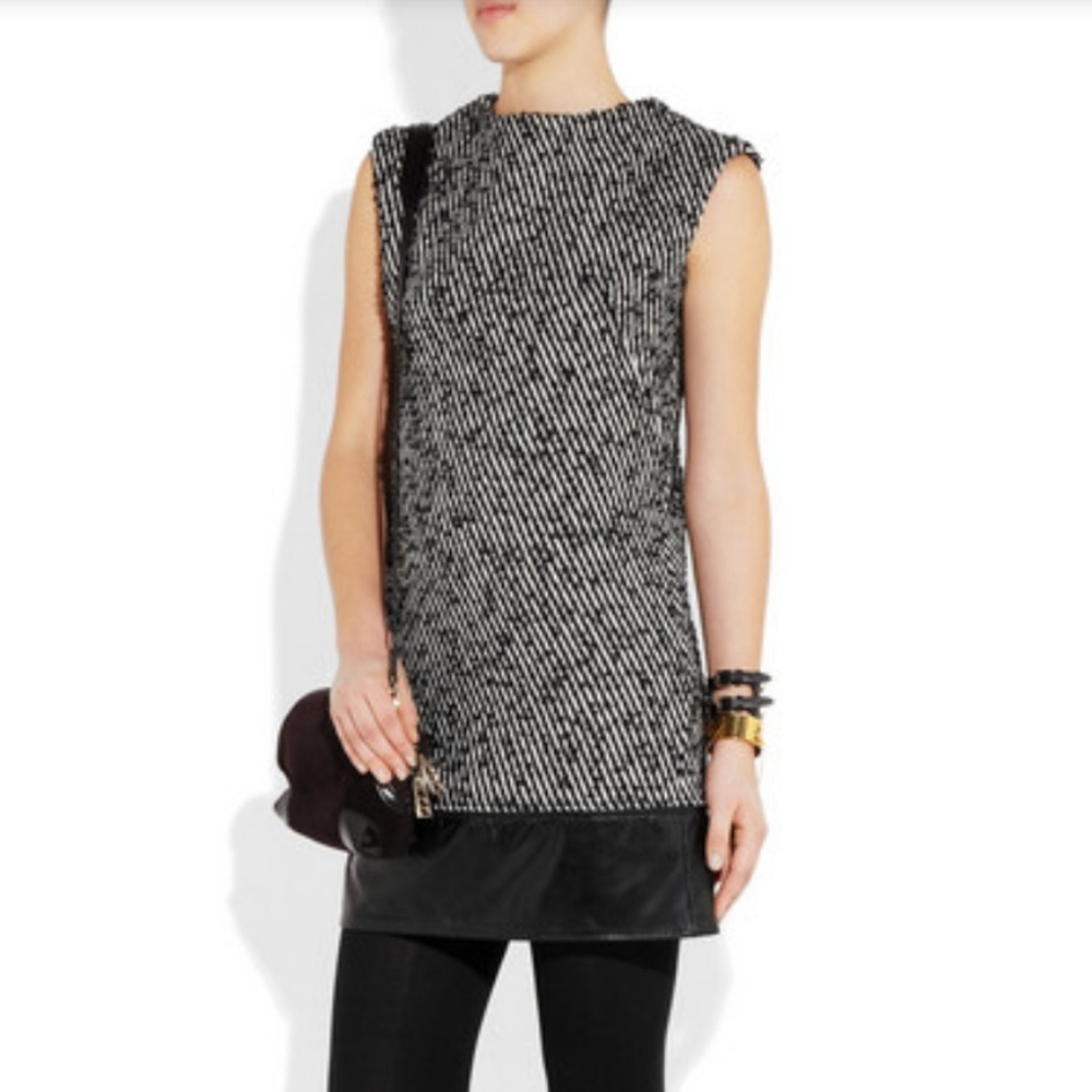 NWT Milly Cecelia Lamb trimmed tweed shift…